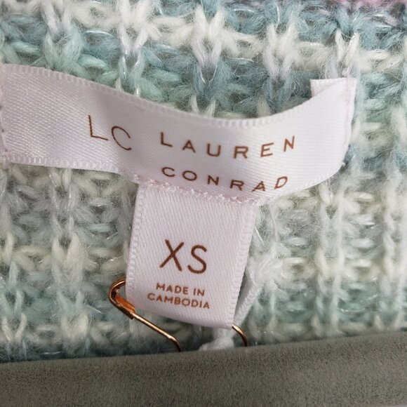 3/$25 Lauren Conrad Cable Knit Pullover Sweater XS Womens Striped Pastel - Picture 4 of 8
